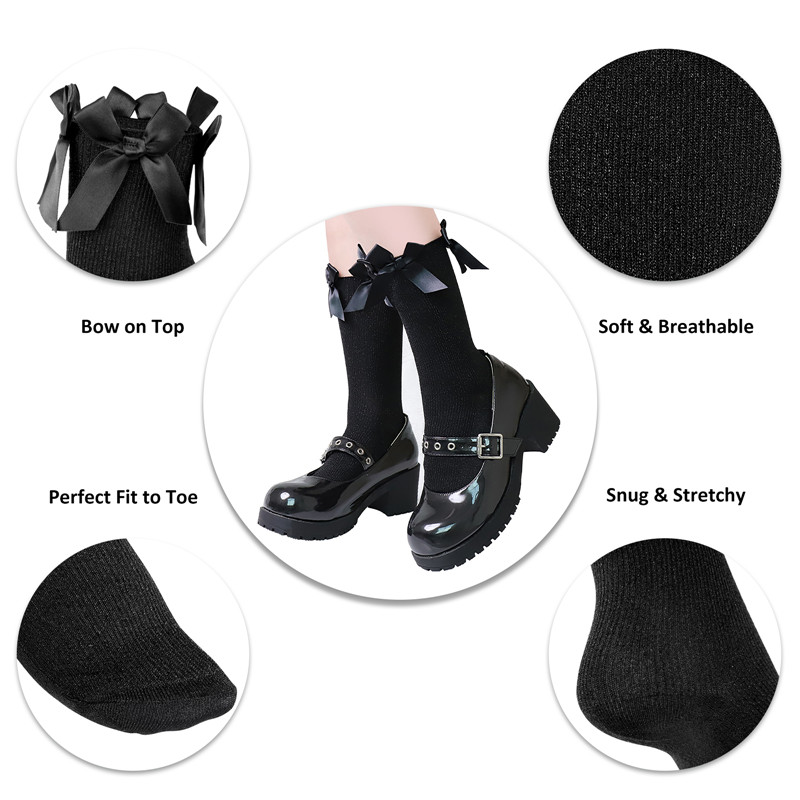 Satin Bows Shiny Sparkly Glitter Socks 3 Pairs