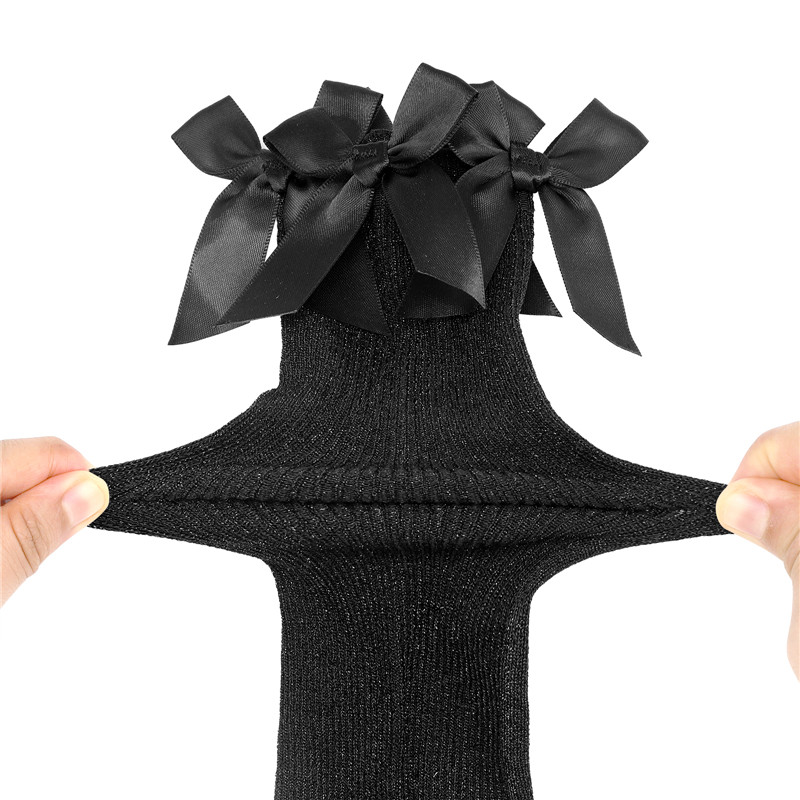 Satin Bows Shiny Sparkly Glitter Socks 3 Pairs