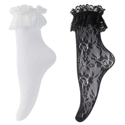 Ruffle Lacy Rose Fishnet Socks 2 Pairs Set