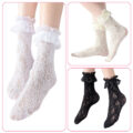 Ruffle Cuff Lacy Anklet Rose Pattern Socks 3 Pairs