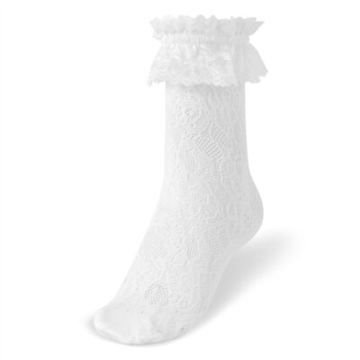 Ruffle Cuff Lacy Anklet Rose Pattern Socks 3 Pairs