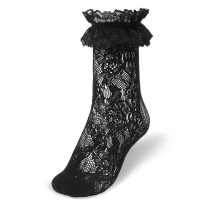 Ruffle Cuff Lacy Anklet Rose Pattern Socks 3 Pairs