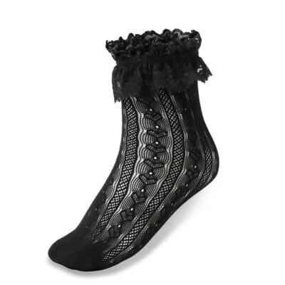 Ruffle Cuff Lacy Anklet Heart Pattern Socks 3 Pairs