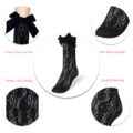 Lace Flowers Velour Bow Frilly Ankle Socks 2 Pairs Set