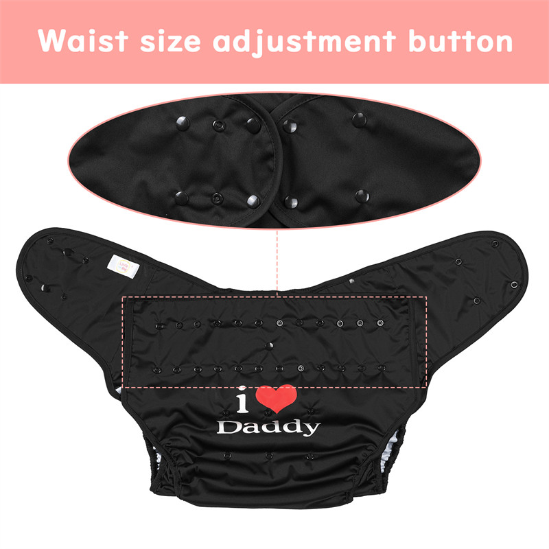I Love Daddy Adult Diaper Wrap Cover One Size Black