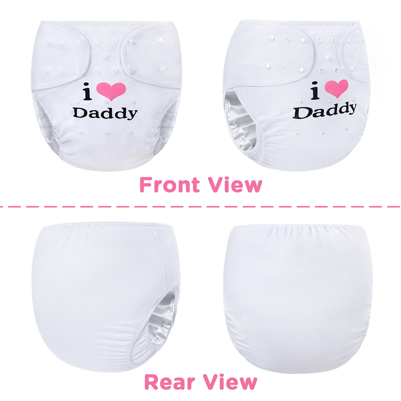 I Love Daddy Adult Diaper Wrap Cover One Size White