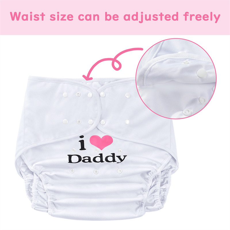 I Love Daddy Adult Diaper Wrap Cover One Size White