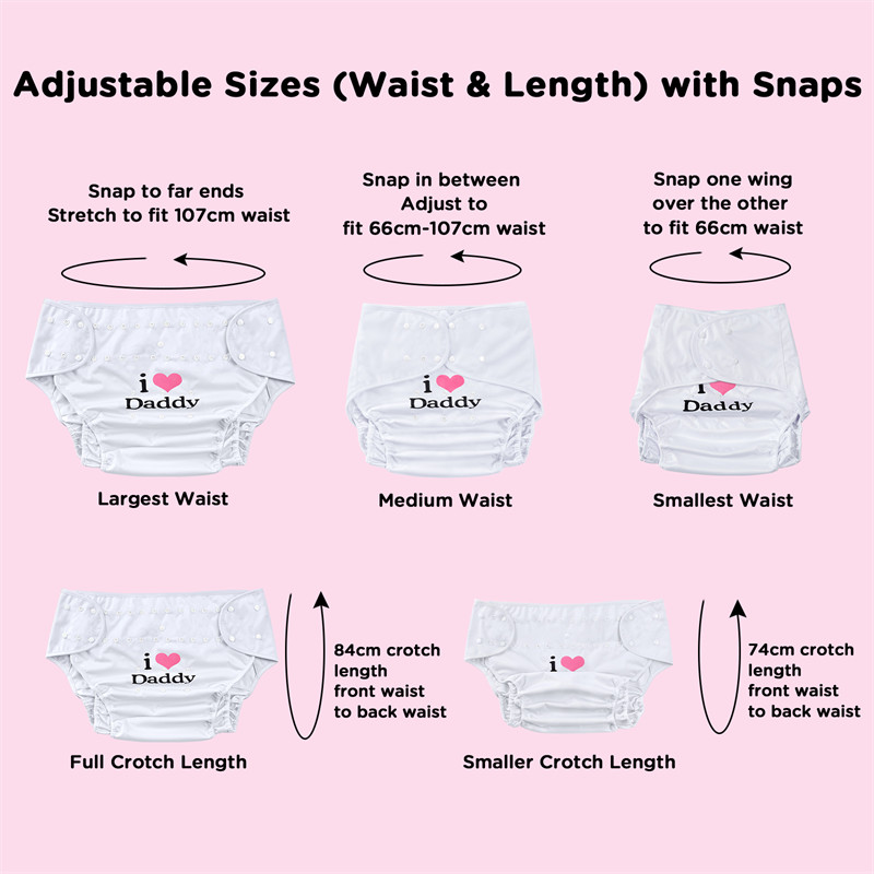 I Love Daddy Adult Diaper Wrap Cover One Size White