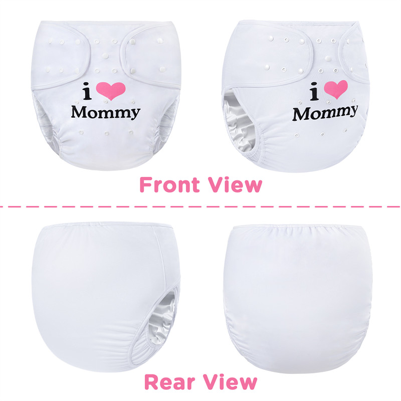 I Love Mommy Adult Diaper Wrap Cover One Size White