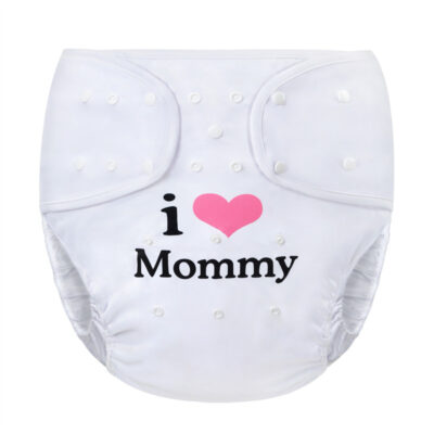I Love Mommy Adult Diaper Wrap Cover One Size White