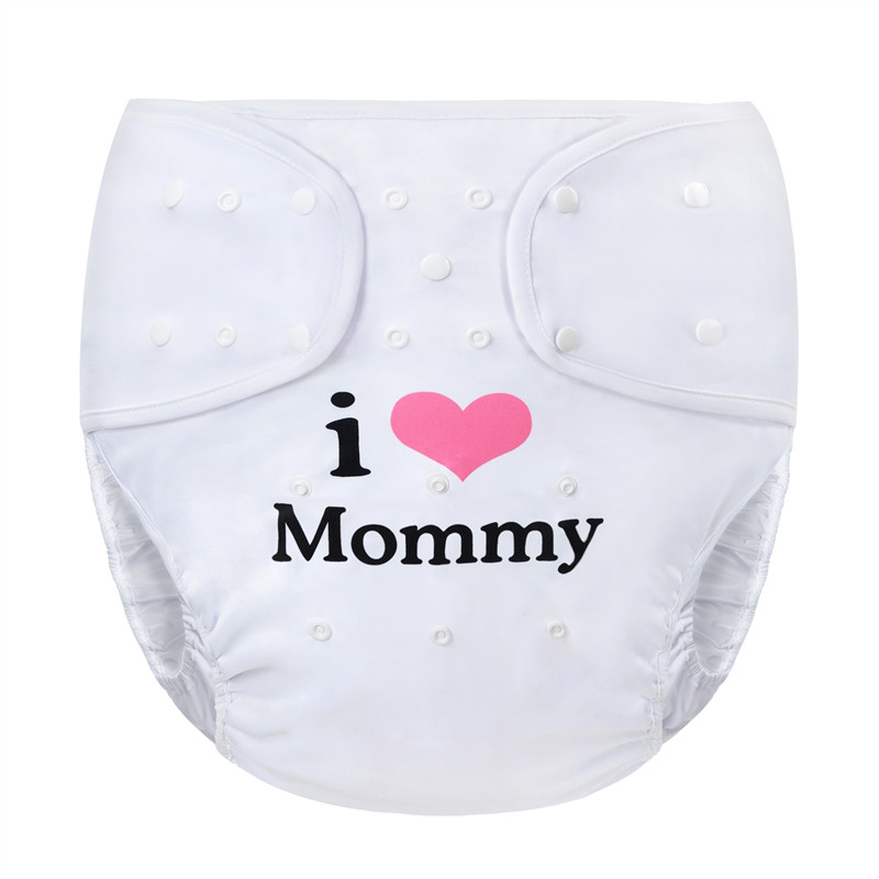 I Love Mommy Adult Diaper Wrap Cover One Size White