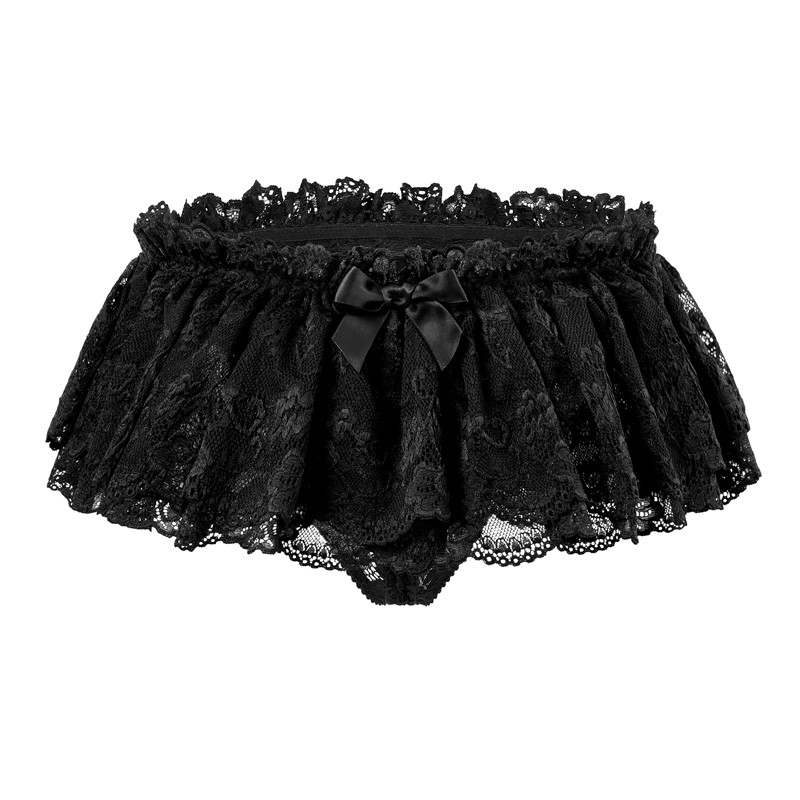 SissyUniversity Lace Skirted Thong Panties Black