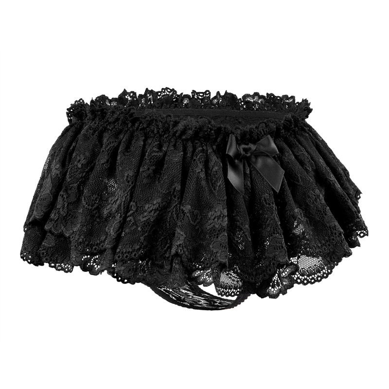 SissyUniversity Lace Skirted Thong Panties Black