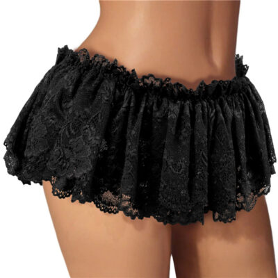 SissyUniversity Lace Skirted Thong Panties Black