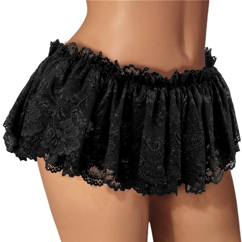 SissyUniversity Lace Skirted Thong Panties Black