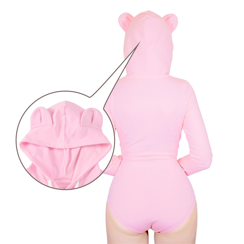 Cozy Bear Hoodie Sweatshirt Onesie Pink