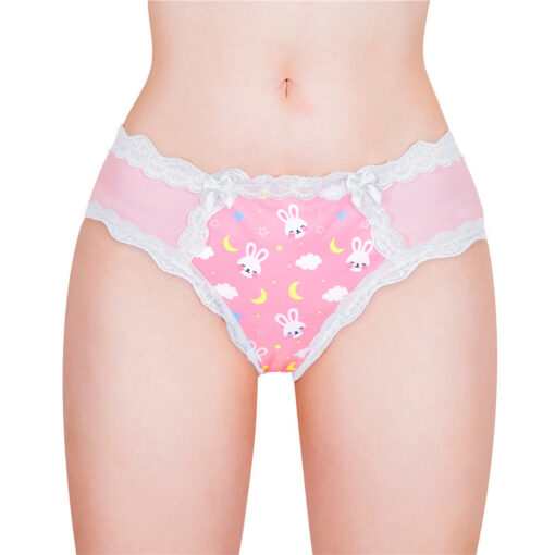 Snuggle Bunny Pattern Tucking Gaff Panties Pink