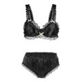 Sissy Lacy Frill Bralette Set Black