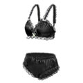 Sissy Lacy Frill Bralette Set Black