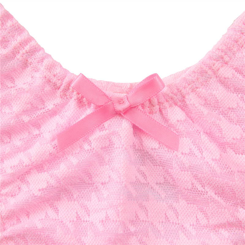 Mesh Houndstooth Thong Tucking Gaff Panties Pink