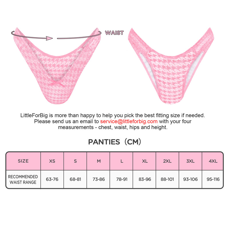 Mesh Houndstooth Thong Tucking Gaff Panties Pink