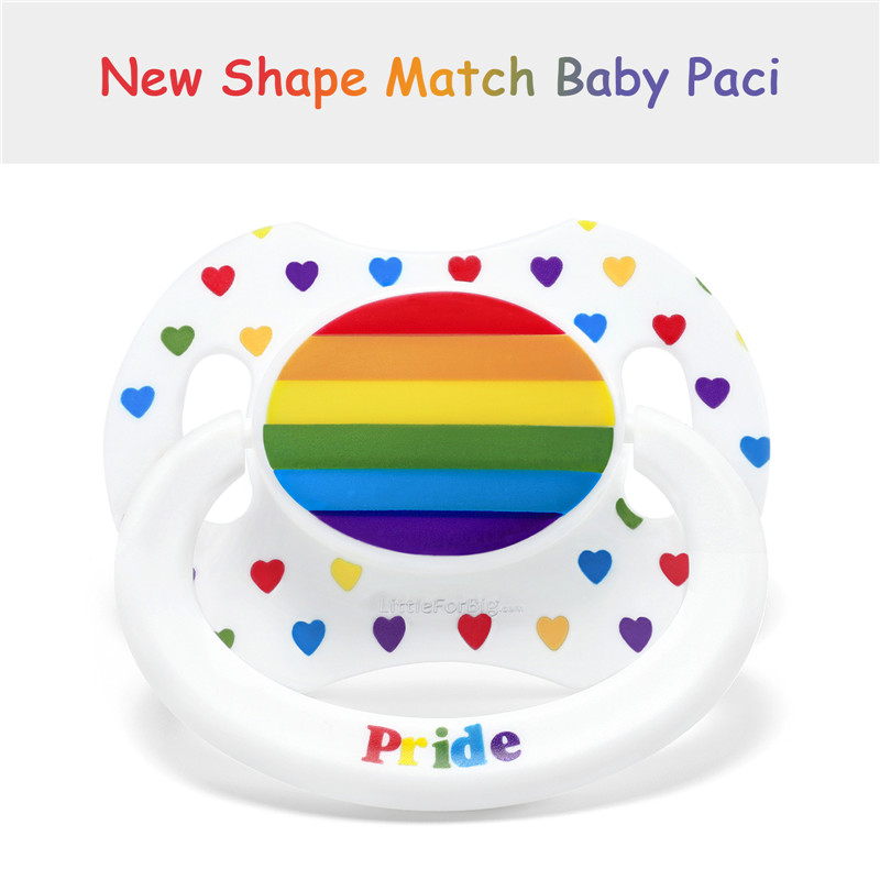 Gen2 BigShield Pacifier Rainbow Pride Pattern White
