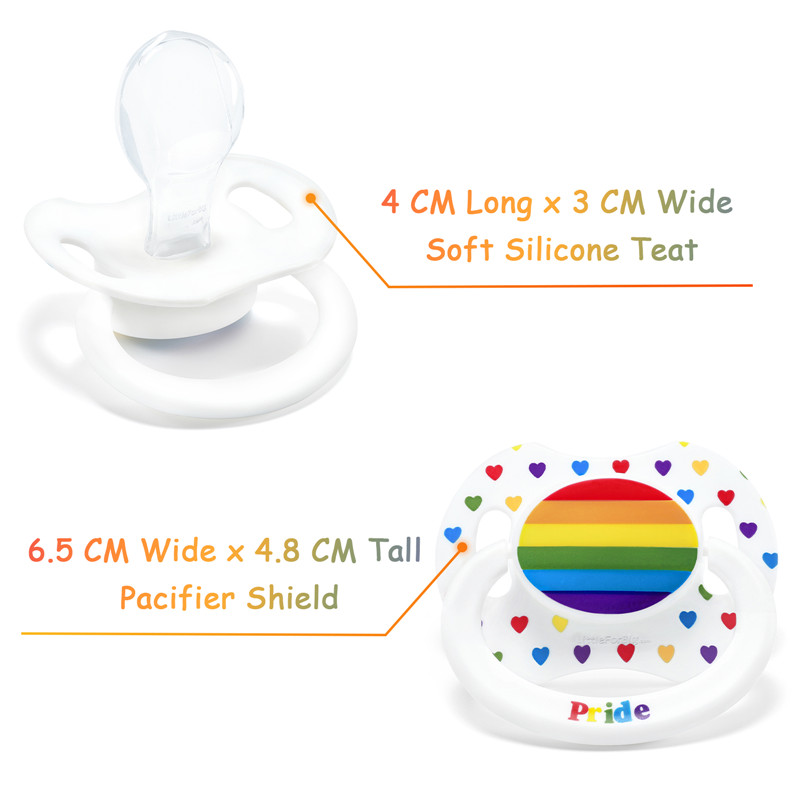 Gen2 BigShield Pacifier Rainbow Pride Pattern White