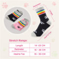 Rainbow Cuff Kitten Paw Cotton Mid Crew Socks 2 Pairs Set