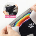 Rainbow Cuff Kitten Paw Cotton Mid Crew Socks 2 Pairs Set