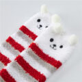 Cute Coral Fleece Thigh High Socks 2 Pairs Set – Scarf Bear & Red Stripe Bear