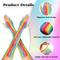 Rainbow Fishnet Long Gloves 3 Pairs Set