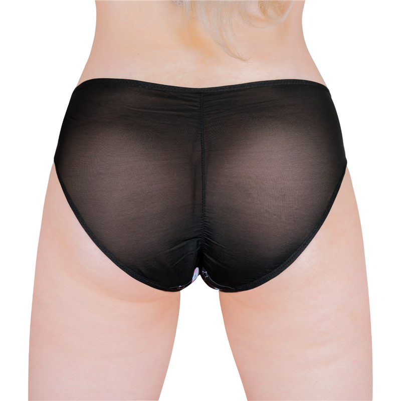 Snuggle Bunny Pattern Tucking Gaff Panties Black