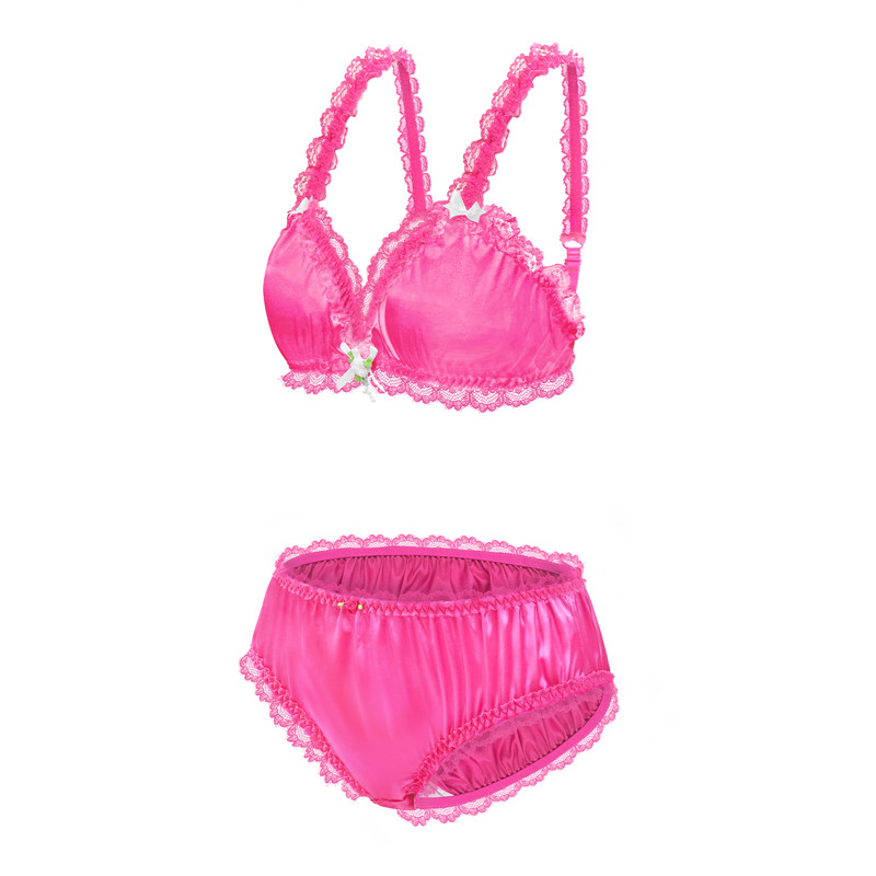 SissyUniversity Lacy Frill Bralette Set Rose