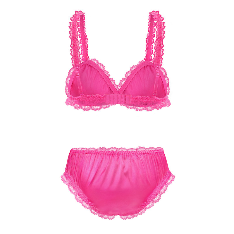 SissyUniversity Lacy Frill Bralette Set Rose