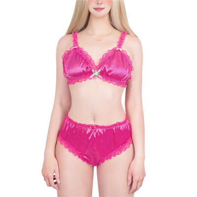 SissyUniversity Lacy Frill Bralette Set Rose