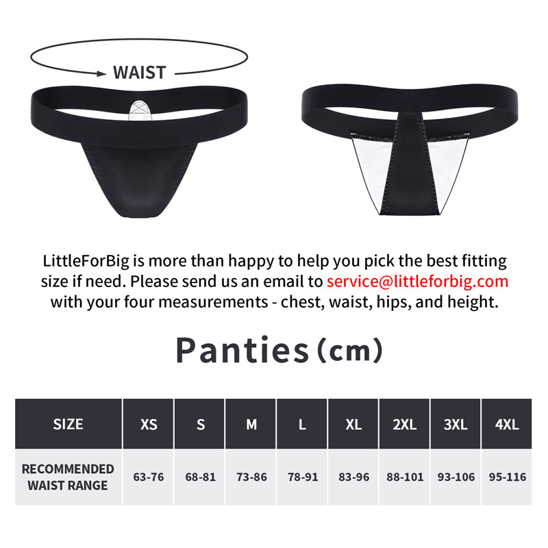 Wider Straps Thong Tucking Gaff Panties Black