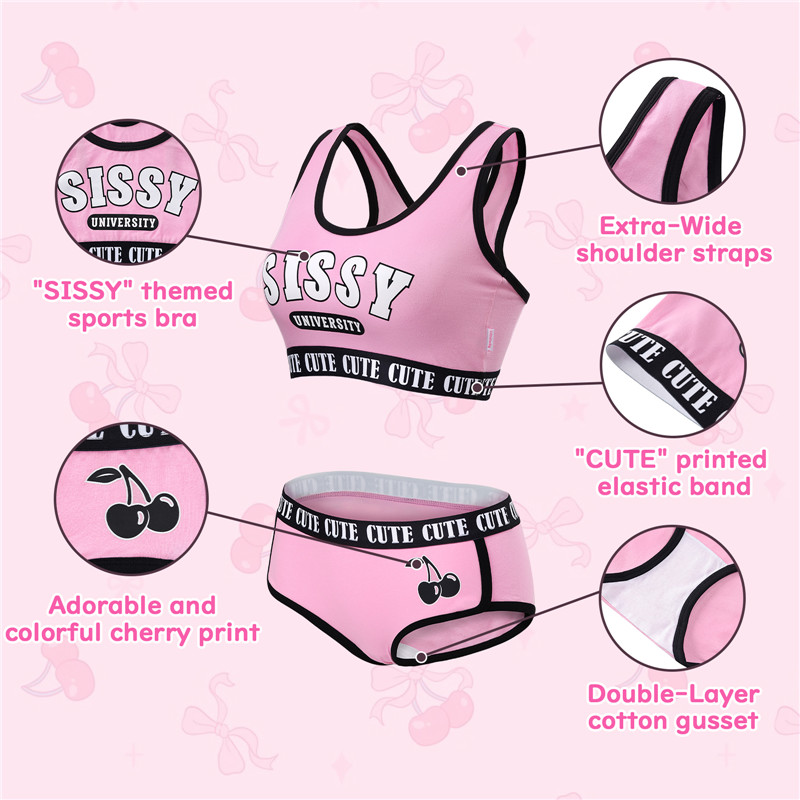 SissyUniversity Bralette Set Magenta
