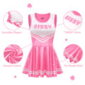 Shiny Satin Cheer Sissy Mini Dress Rose