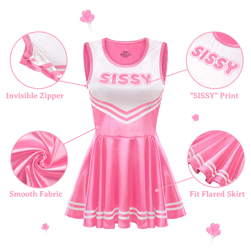Shiny Satin Cheer SissyUniversity Mini Dress Rose