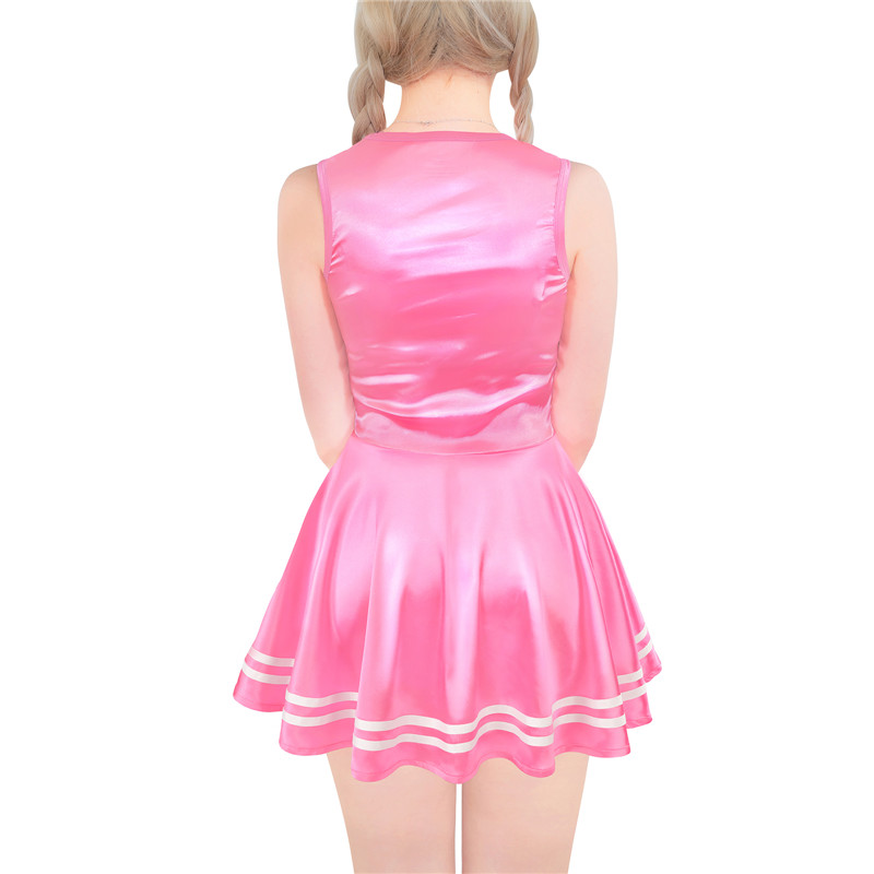 Shiny Satin Cheer SissyUniversity Mini Dress Rose