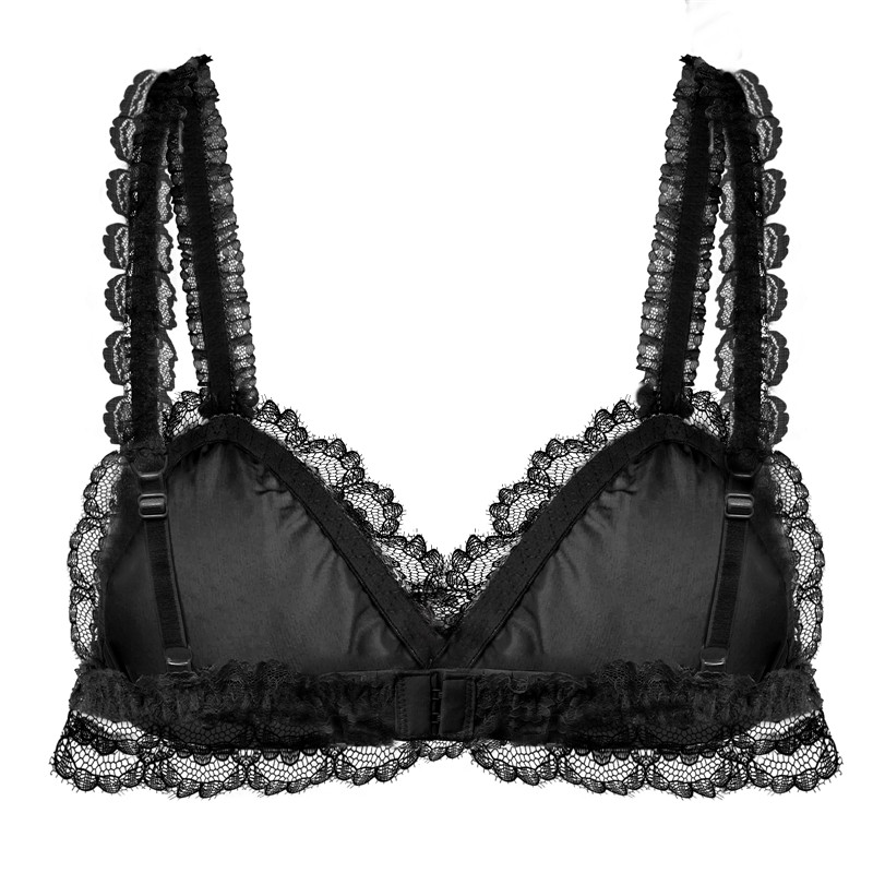 SissyUniversity Lacy Frill Bralette Black