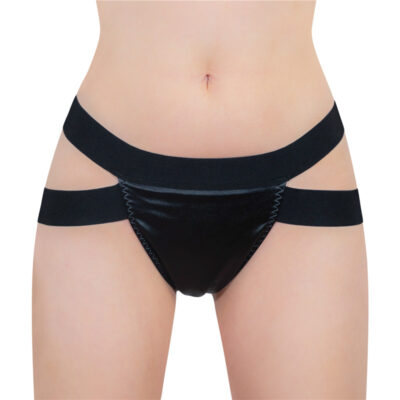 Double Band Thong Tucking Gaff Panties Black