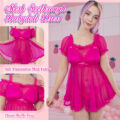 Unisex Mesh Seethrough Babydoll Dress Hot Pink