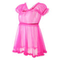 Unisex Mesh Seethrough Babydoll Dress Hot Pink