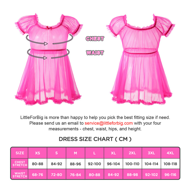 Unisex Mesh Seethrough Babydoll Dress Hot Pink