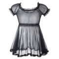 Unisex Mesh Seethrough Babydoll Dress Black