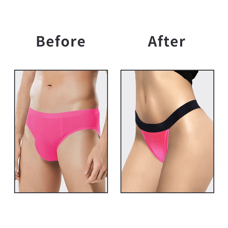 Wider Straps Thong Tucking Gaff Panties Hot Pink
