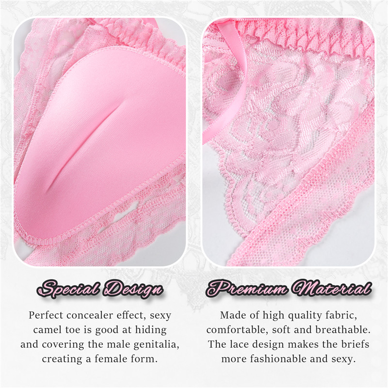 Camel Toe Hiding Tucking Gaff Thong Panties Pink