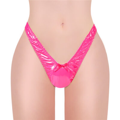 Little Secret Faux Leather Thong Tucking Gaff Panties Hot Pink