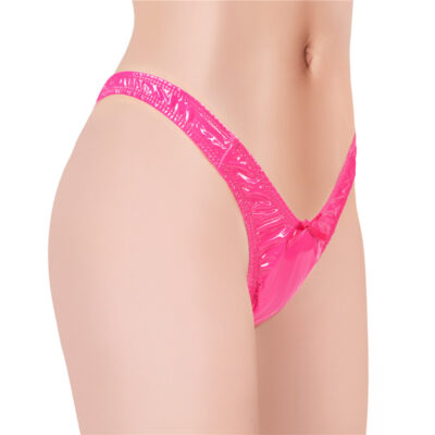 Little Secret Faux Leather Thong Tucking Gaff Panties Hot Pink